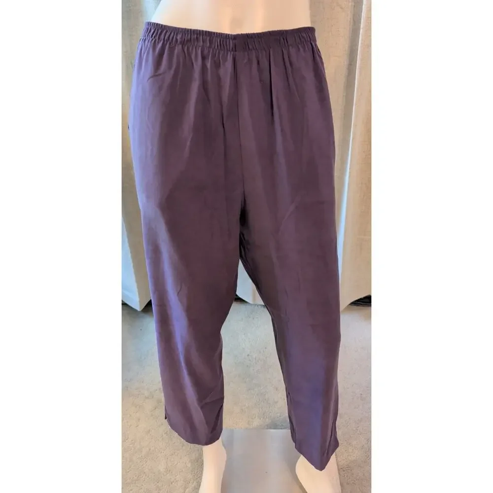 VTG Tan Jan Petites Women's Size 14/12 2 Pc. Purple Sleeveless Top & Pants Set